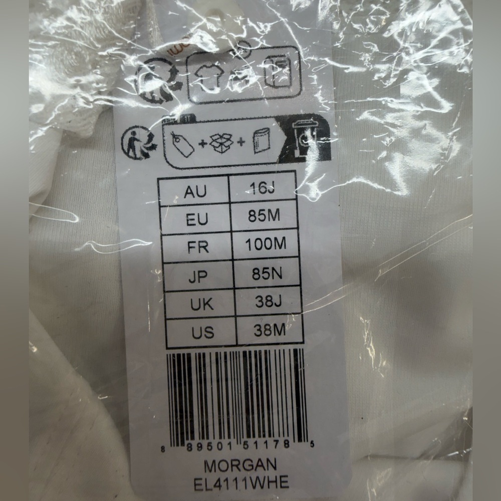 ✨ NWT Elomi Morgan Underwire Banded Bra — White Lace US 38M | UK 38J - Picture 6 of 8